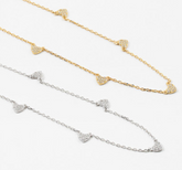 Small Crystal Hearts Necklace (silver)